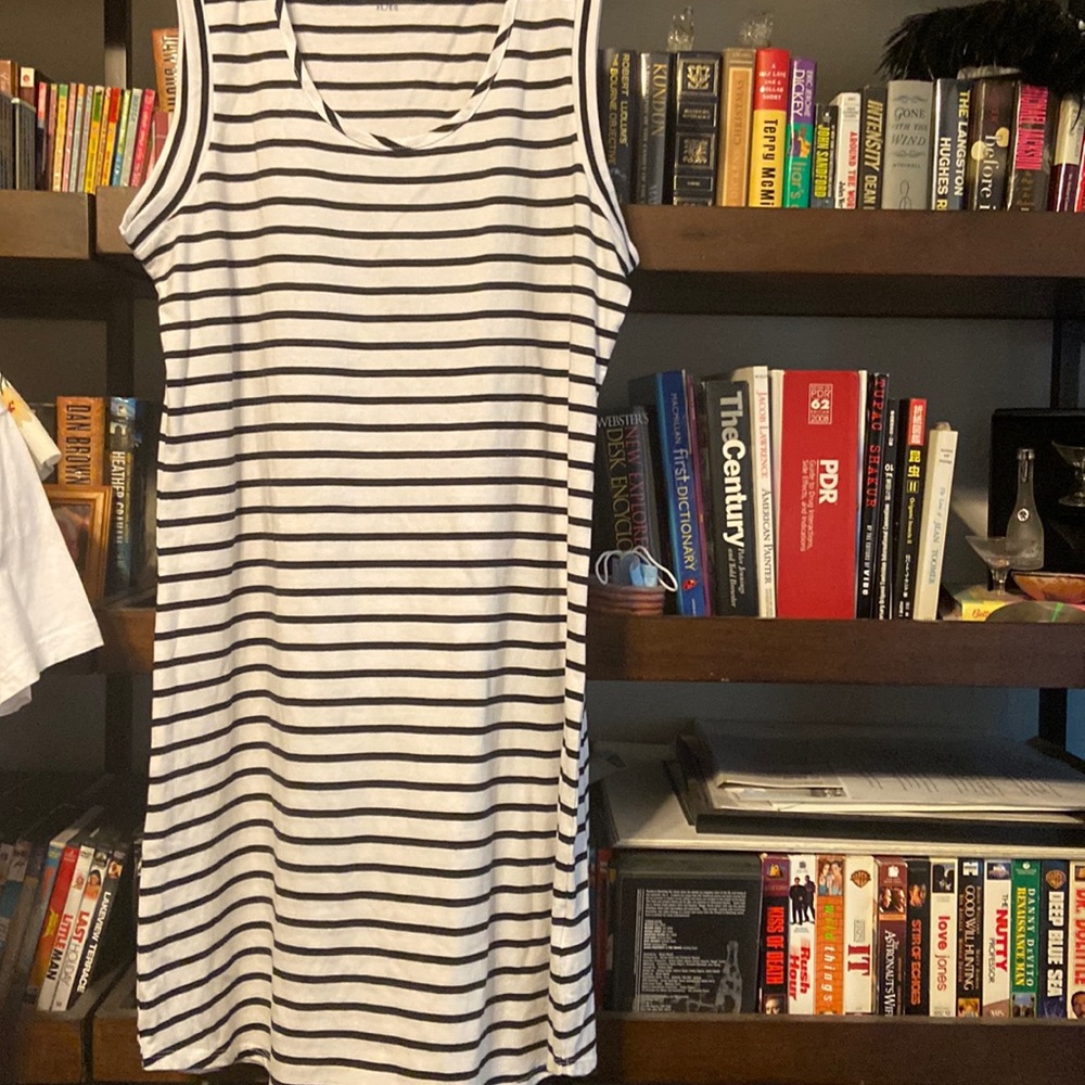 Black and white striped dress